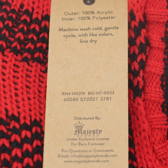 Born Sherpa Lined Bootie Slippers Red Black Plaid Non-Slip Soles M/L - Picture 4 of 5